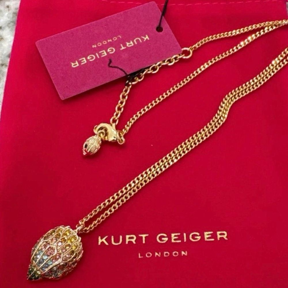 KURT GEIGER LONDON MULTICOLOR CRYSTAL EAGLE PENDANT NECKLACE - Picture 3 of 3